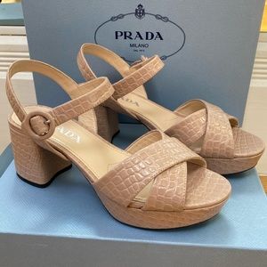 Prada Criss Cross Platform Sandals